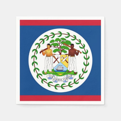 Patriotic paper napkins with flag of Belize