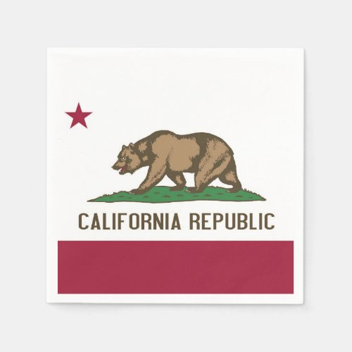 Patriotic paper napkins with flag of California