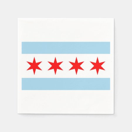 Patriotic Paper Napkins With Flag Of Chicago