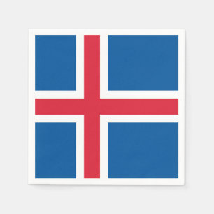 Patriotic paper napkins with flag of Iceland