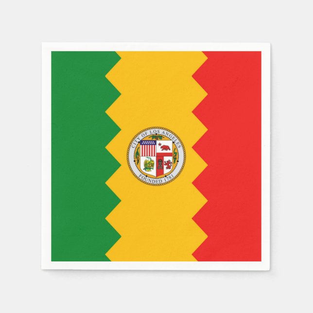 Patriotic paper napkins with flag of Los Angeles (Front)