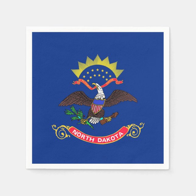 Patriotic paper napkins with flag of North Dakota (Front)
