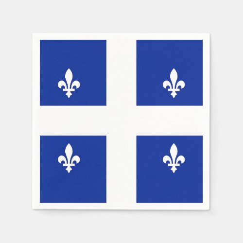 Patriotic paper napkins with flag of Quebec