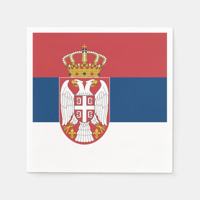 Patriotic paper napkins with flag of Serbia (Front)