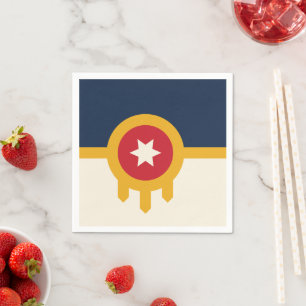 Patriotic paper napkins with flag of Tulsa City