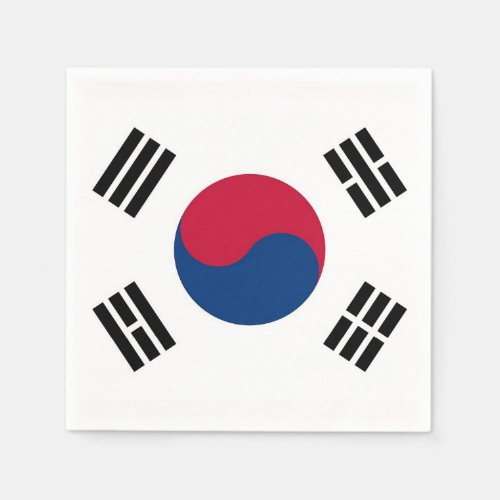 Patriotic paper napkins with South Korea flag