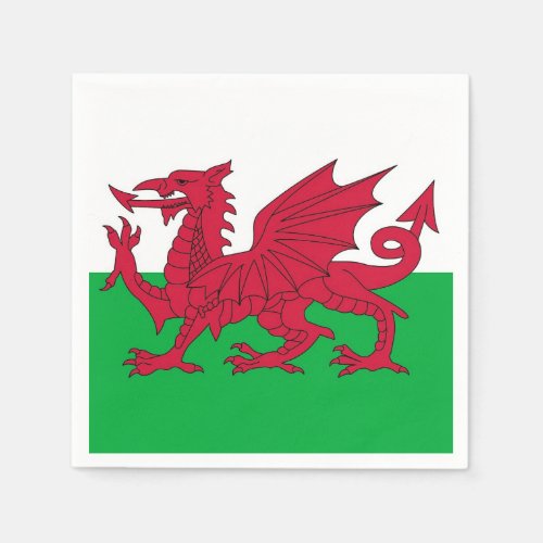 Patriotic paper napkins with Wales flag