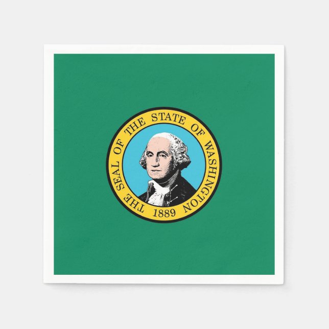 Patriotic paper napkins with Washington State flag (Front)