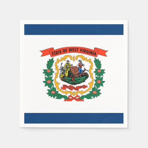 Patriotic paper napkins with West Virginia flag