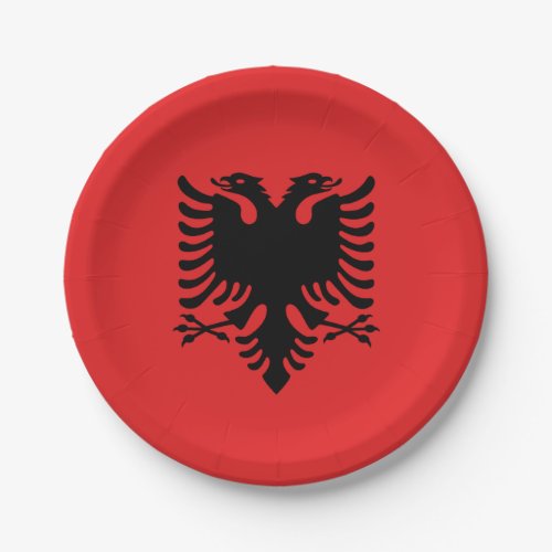 Patriotic paper plate with flag of Albania