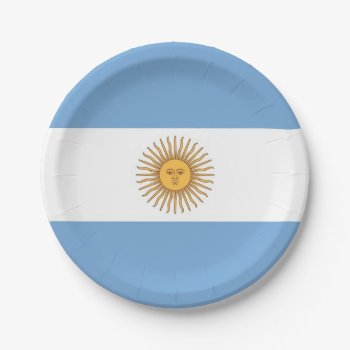 Patriotic Paper Plate With Flag Of Argentina by AllFlags at Zazzle