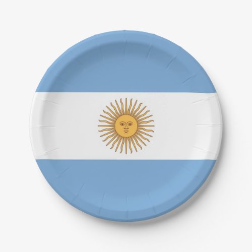 Patriotic paper plate with flag of Argentina