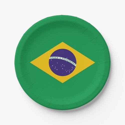 Patriotic paper plate with flag of Brazil
