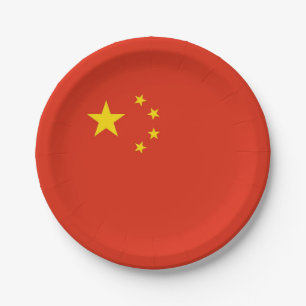 Patriotic paper plate with flag of China