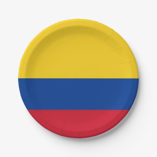 Patriotic paper plate with flag of Colombia