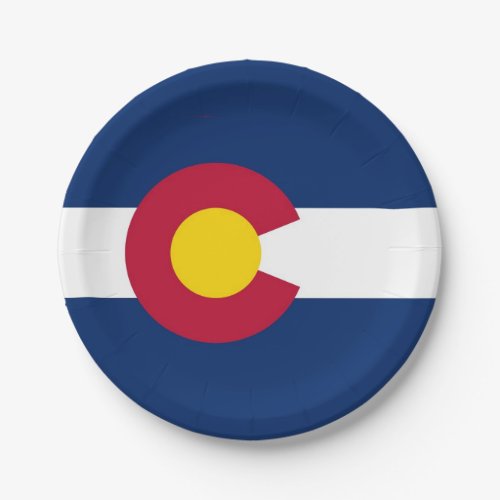 Patriotic paper plate with flag of Colorado