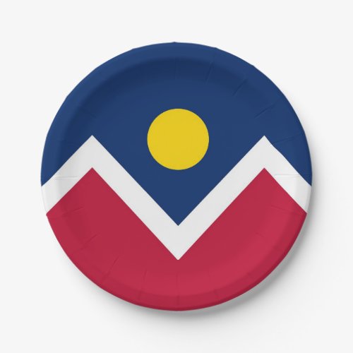 Patriotic paper plate with flag of Denver