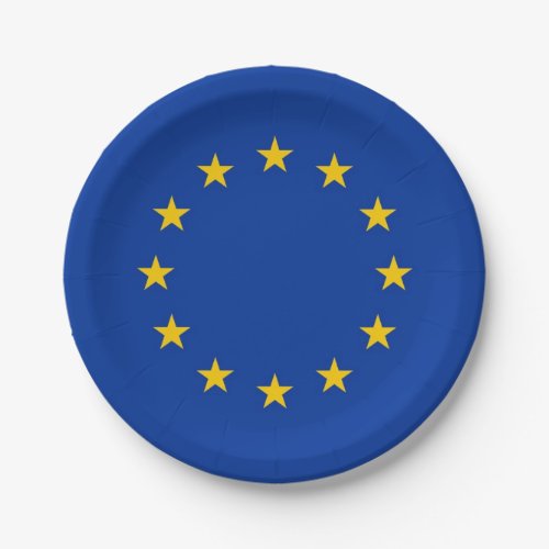 Patriotic paper plate with flag of European Union