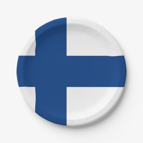 Patriotic paper plate with flag of Finland