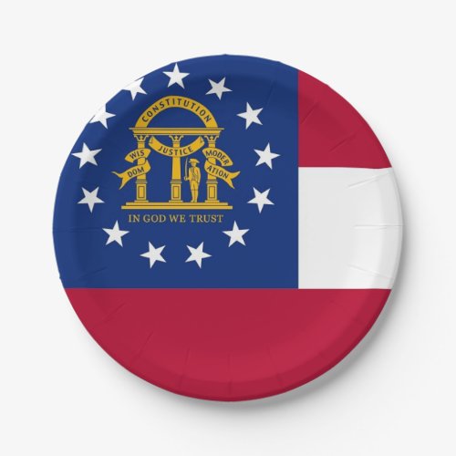 Patriotic paper plate with flag of Georgia