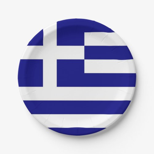 Patriotic paper plate with flag of Greece