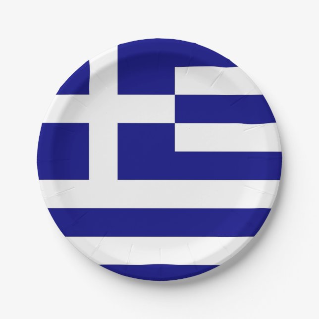 Patriotic paper plate with flag of Greece (Front)
