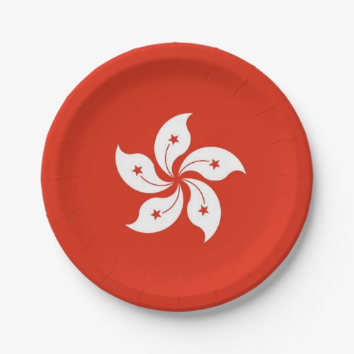 Patriotic paper plate with flag of Hong Kong