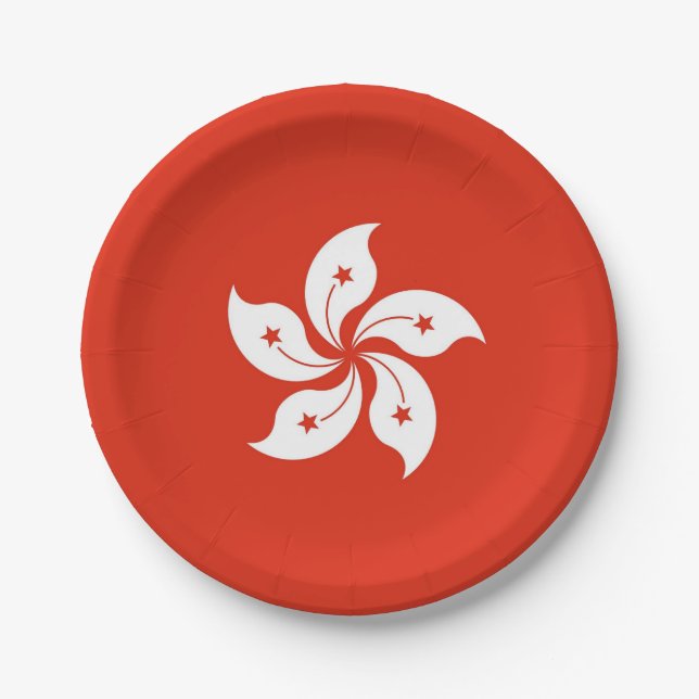 Patriotic paper plate with flag of Hong Kong (Front)
