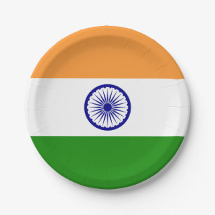 Patriotic paper plate with flag of India
