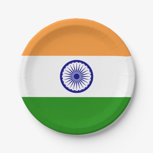 Patriotic paper plate with flag of India