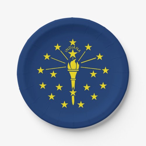 Patriotic paper plate with flag of Indiana