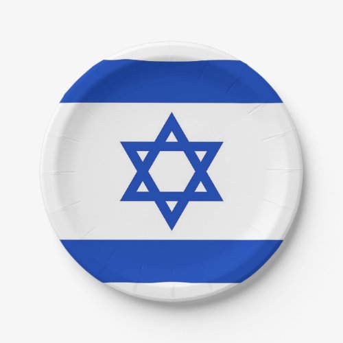 Patriotic paper plate with flag of Israel