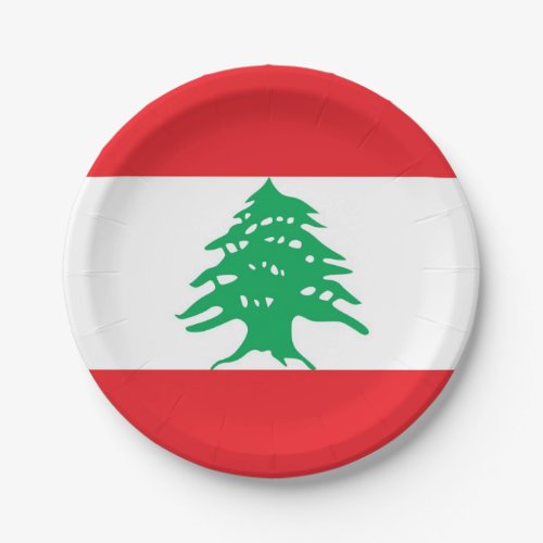Patriotic paper plate with flag of Lebanon
