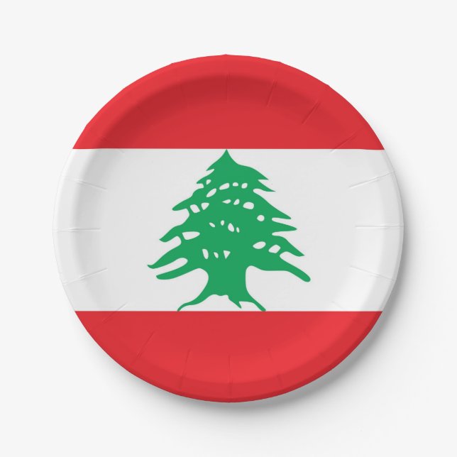 Patriotic paper plate with flag of Lebanon (Front)