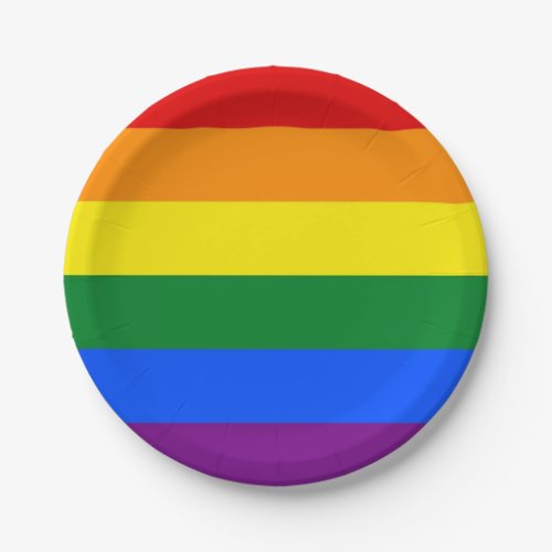 Patriotic paper plate with flag of LGBT