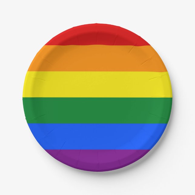 Patriotic paper plate with flag of LGBT (Front)