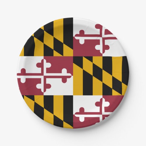 Patriotic paper plate with flag of Maryland