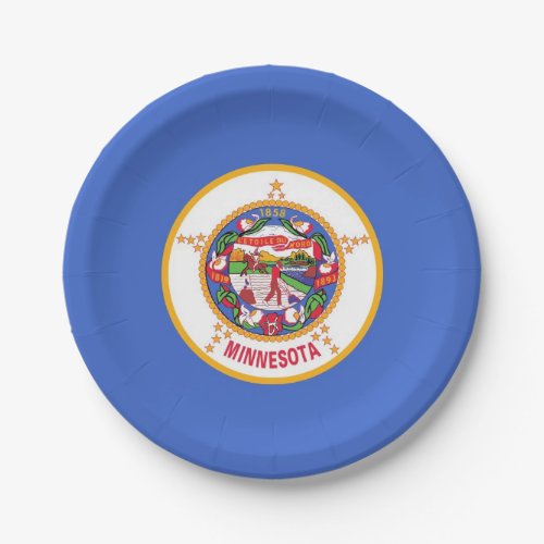 Patriotic paper plate with flag of Minnesota