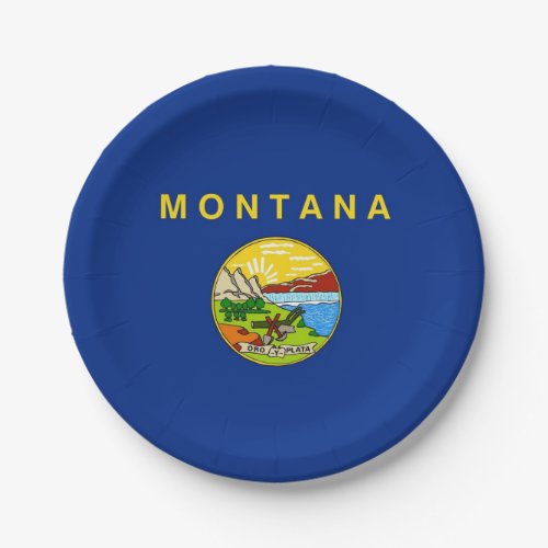 Patriotic paper plate with flag of Montana