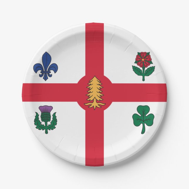 Patriotic paper plate with flag of Montreal (Front)