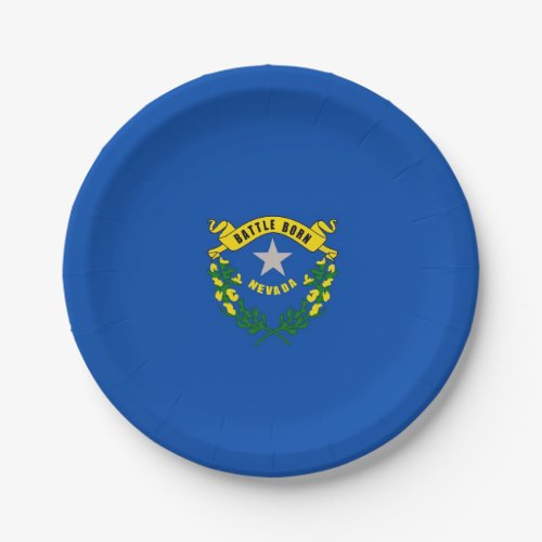 Patriotic paper plate with flag of Nevada