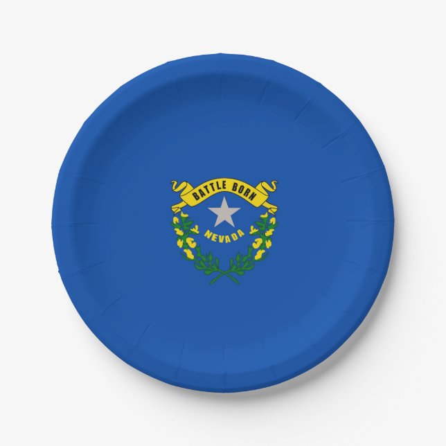 Patriotic paper plate with flag of Nevada (Front)