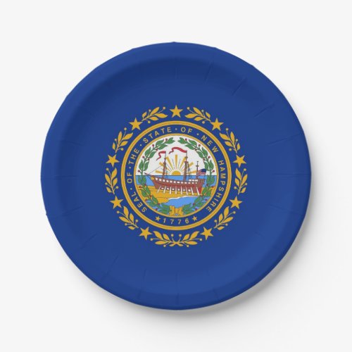 Patriotic paper plate with flag of New Hampshire