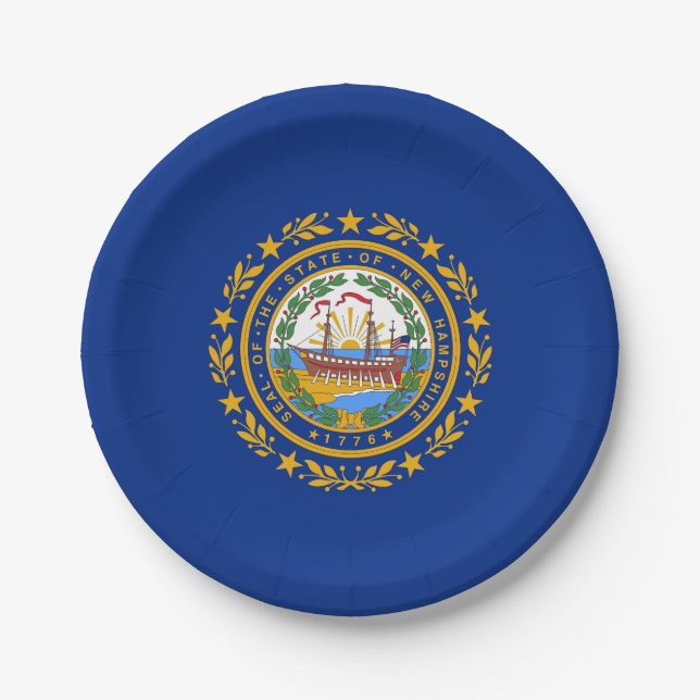 Patriotic paper plate with flag of New Hampshire (Front)