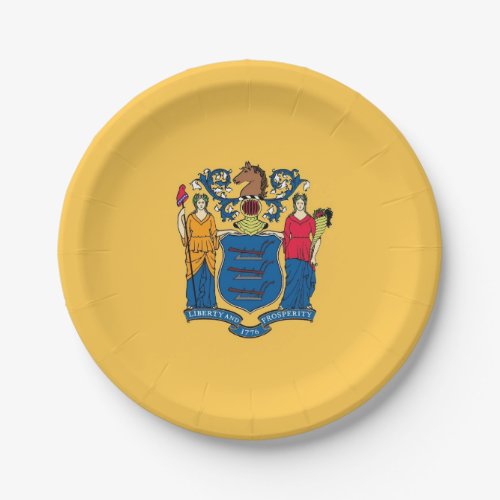 Patriotic paper plate with flag of New Jersey