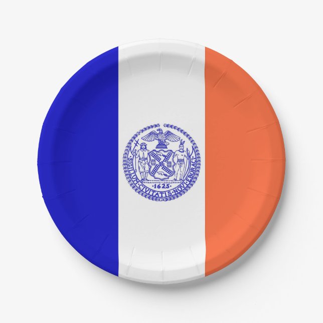 Patriotic paper plate with flag of New York City (Front)