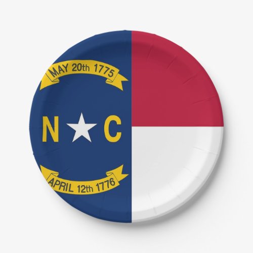 Patriotic paper plate with flag of North Carolina