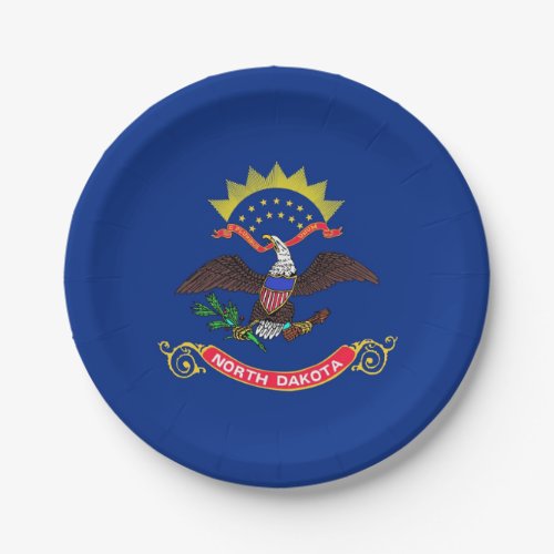 Patriotic paper plate with flag of North Dakota