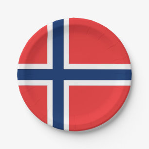 Patriotic paper plate with flag of Norway