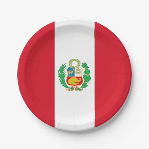 Patriotic paper plate with flag of Peru